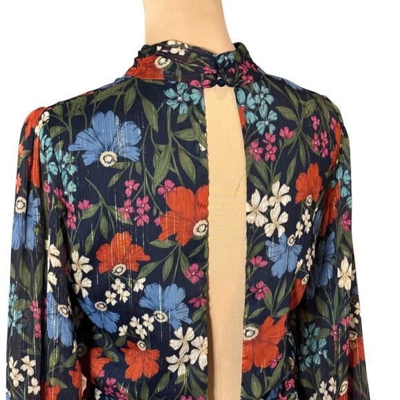 ASTR the Label Dark Floral Cropped Blouse Top Sz.M Multi Open Back Romantic - Picture 9 of 16